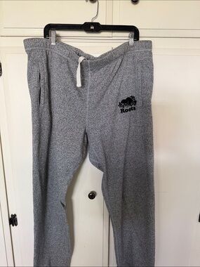 Roots Gray Men's Drawstring Joggers with Logo